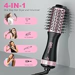DAN Technology Brosse sèche-cheveux double tension, 110V-240V Brosse de sécheuse de voyage, 4 en 1 Brosse à sécheuse et vaporisateur de style