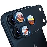 CANLER for iPhone 17 Pro カメラフィルム レンズカバー 強化ガラス レンズ全面保護フィルム アイフォン17プロ 用 アルミ合金フレーム付き 耐衝撃 傷防止 高透過率 簡単貼り付け ケース干渉なし レンズプロテクター (ダークブルー, iPhone17 Pro)