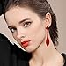 EVER FAITH Austrian Crystal Double Teardrop Costume Party Jewelry Bridal Prom Pierced Dangle Earrings for Women Ruby Red Red-Tone
