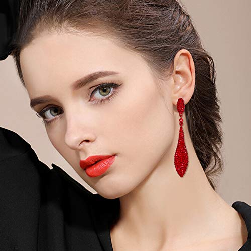 EVER FAITH Women's Austrian Crystal Double Waterdrop Pierced Dangle Earrings2