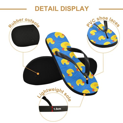 Yellow Duck Blue Flip Flops for Beach Thong Sandals Anti-slip Lightweight Shower Shoes for House Indoor Outdoor3
