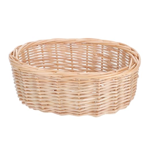 VALICLUD Cesta de Mimbre Tejida a Mano Ovalada Grande 30 CM para Frutas y Pan Cesta Multiusos para Picnic y Almacenamiento Bandeja Decorativa Resistente y Reutilizable para Cocina y Mesa