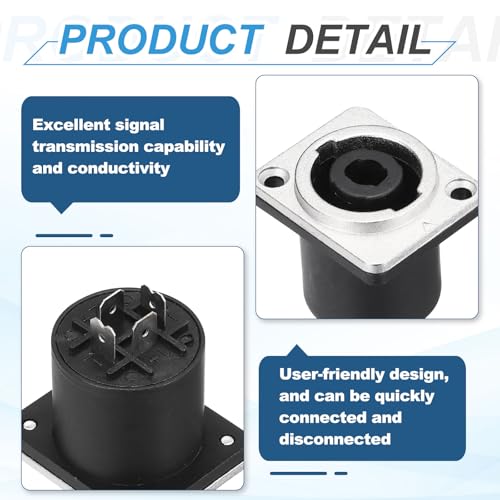 MECCANIXITY 5 pzas conector hembra XLR panel audio negro miniatura 3