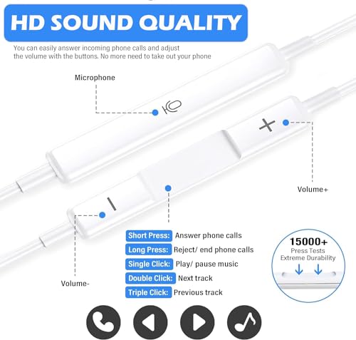 Ke Moxiey 95USBC 2 Pack Usb C Headphones For Iphone 15 Type C Earbuds Wired Earphones thumb #4