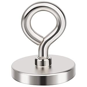 Fishing Magnets, 90 KG(200 LB) Pulling Force Strong Magnet Fishing, Neodymium Rare Earth Magnet with Lifting Eye-Bolt…