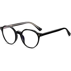 Persianas Anti Luz EDDHA Gafas de sol con bloqueo de luz azul para hombre, gafas retro TR90, gafas antiradiación para mujer, gafas redondas transparentes de moda (color: C1 negro)