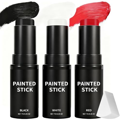 Maquilhagem Halloween branco preto vermelho - pinturas rosto facial Halloween olhos, fórmula segura para crianças e adultos, perfeita para Cosplay, Vampiro, Zombie, festa, enfermeiro, acessório de