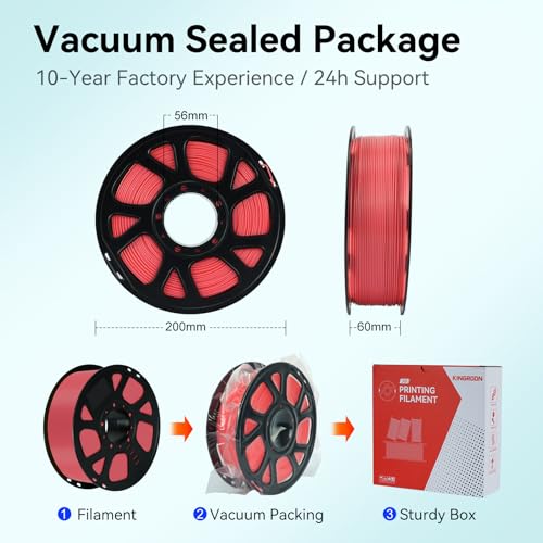 Image of Kingroon PLA Filament 1.75mm, 1kg Spool (2.2lbs), + /- 0.02mm Tolerance, Smooth 3D Printing Filament, Fits for Most FDM 3D Printers, Sakura Pink