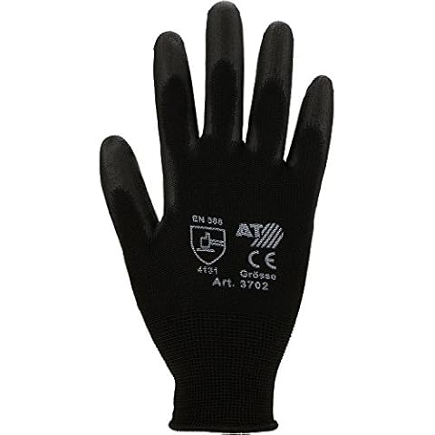 Asatex 3702 9 Fine Knit Gloves with PU Coating, Black, 9 Cover
