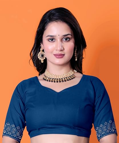 Image of FASHION Women's Trendy Banarasi Kanjivaram Navy Color Art Silk Saree with Blouse Material