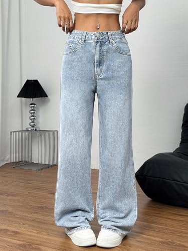 Women's Jeans with Heart Patch, Light Blue Denim,Baggy Jeans Women4