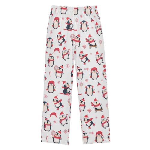 ZZXXB Skating Penguin Has Fun Boys Long Pants Soft Trousers Elastic Waist Kids Lounge Bottoms with Pockets S-XL
