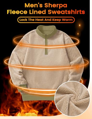 Image of MAGCOMSEN Men's Sherpa Lined Quarter Zip Fleece Heavyweight Pullover Winter Warm Sweatshirts