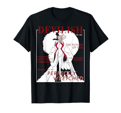 T-shirt Disney Villains Cruella confortable pour fans de mode rétro