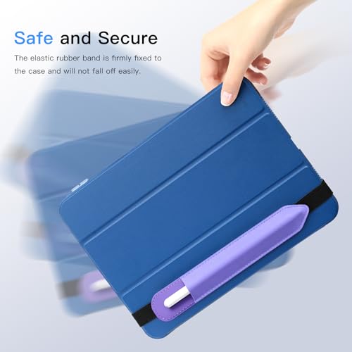 Image of MoKo Pencil Case Holder Fit The Apple Pencil (Pro and USB-C and 1st and 2nd Gen), Detachable Elastic Pocket for Stylus Pen with Elastic Band Attached to iPad Case, Purple