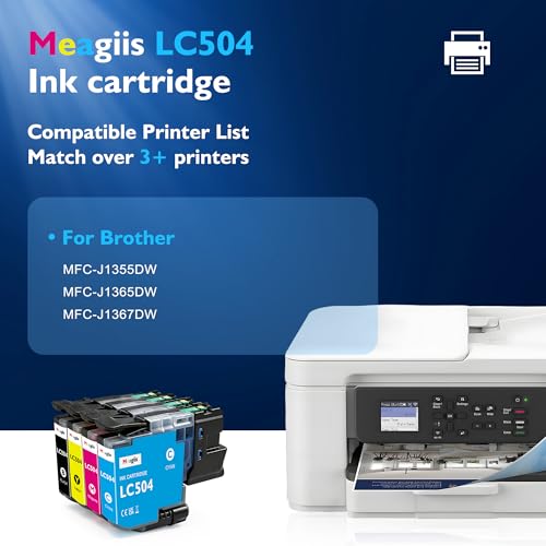 Image of LC504 LC 504 Ink Standard Yield Replacement for Brother LC504 Ink | LC504 Ink Cartridges for Brother Printer MFC-J1355DW MFC-J1365DW MFC-J1367DW (4 Pack, BK /C /M /Y)