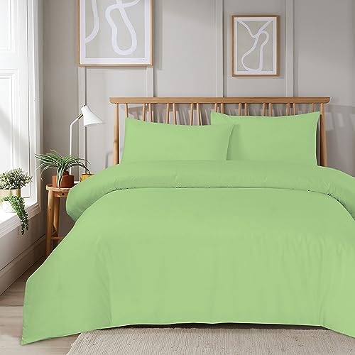 Olivia Rocco Super Soft Plain Duvet Set Ultra-Soft Easy Care Quilt Bedding Bed Cover Sets with Convenient Zip Fastening Luxurious Comfort for a Dreamy Bedroom Makeover, KING SAGE GREEN