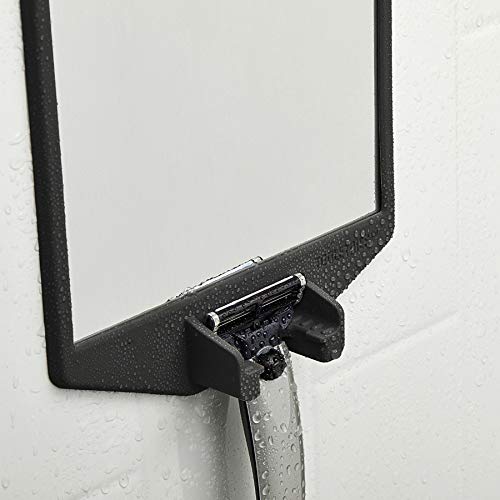 Tooletries – The Joseph - Silicone Waterproof Fogless Shower Mirror And Razor Holder 2In1. Designed For Shaving In The Shower, Removable & Reusable. Grips To Shiny Surfaces Glass, Tile - Charcoal #TOP4