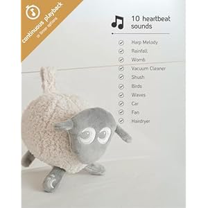 Sweet dreamers rechargeable ewan deluxe gray baby toddler white noise sound machine cry sensor nightlight 10 soothing sounds continuous or timer playback machine washable  urban country home decor