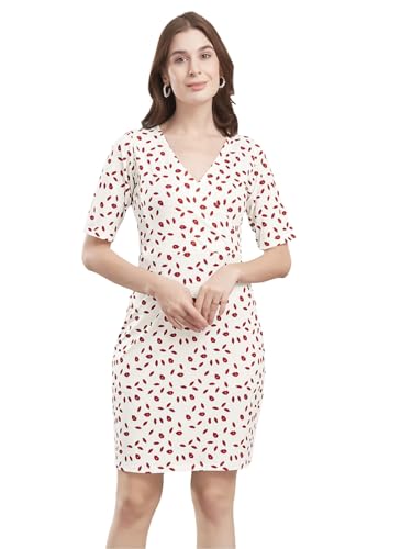 Image of Selvia Women's Lycra Bodycon Mini Dress (743DTK11806N-M White & Red