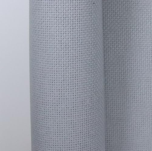Image of KCS 16CT Counted Cotton Cross Stitch Aida Cloth Fabric (Light Grey, 59 inch x 1 Yard)