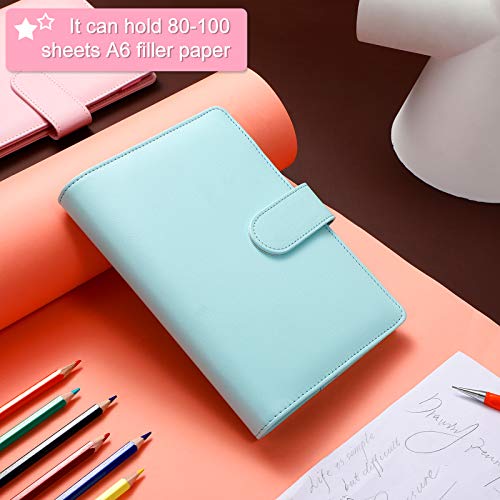 5 Pieces A6 Pu Leather Notebook Binder Refillable 6 Rings Binder Cover Loose Leaf Personal Planner With Magnetic Buckle Closure (Sky Blue, Purple, Black, Green, Pink) #TOP4