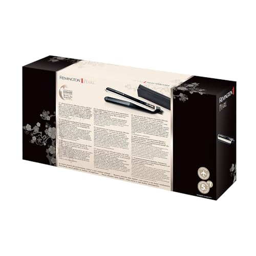 Foto von Remington Glätteisen [Testsieger] Pearl (hochwertige Keramikbeschichtung mit echten Perlen für eine gleichmäßige Wärmeverteilung) LCD-Display, 150-235°C, inkl. Aufbewahrungstasche, Haarglätter S9501