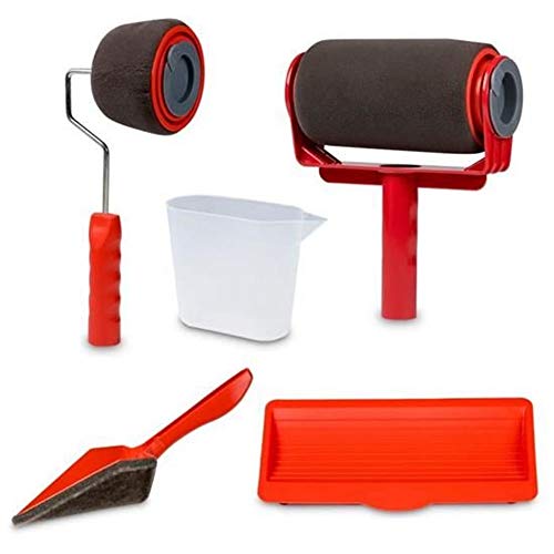 5 rotoli di vernice con serbatoio, kit di strumenti per pittura, kit di pittura senza cuciture, per parete, soffitto, decorazione, giardino, casa