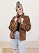 PRETTYGARDEN Women 2024 Fall Winter Fleece Jacket Long Sleeve Casual Button Fuzzy Sherpa Cropped Coats Outerwear with Pockets(Brown,Large)