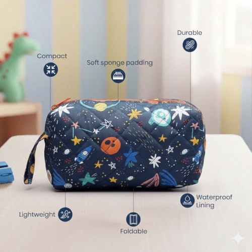Image of Multipurpose Travel Organizer | All-in-One Compact Durable, Lightweight, Waterproof, Bag | Travel Friendly Pouch | Ideal for Stationary, Diaper, Medicines (Outer Space Print)