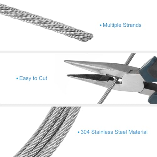 Image of PATIKIL Picture Hanging Wire, 3mm x 10 Meters Stainless Steel Rope Cable Heavy for Hanging Picture Frame Mirror, Silver