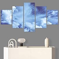 SIGNWIN 5 Panel Canvas Wall Art Modern Art Abstract Brushstroke Closeup Digital Art Minimalism Minimalist Multicolor Pastel for Home Decorations Ready to Hang - 60