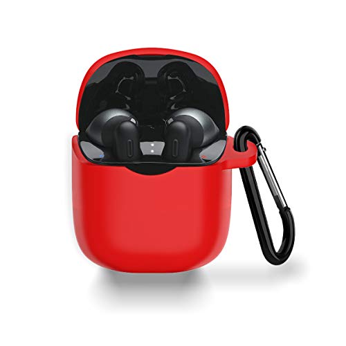 Image of Compatible JBL Tune 220 /225TWS, Case Cover Silicone Protective Case Skin for JBL Tune 220 /225TWS [with Carabiner] (Red)