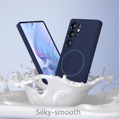 Image of mobistyle Designed for Samsung Galaxy S26 Ultra 6.9-Inch, Compatible with Mag-Safe, Silky Soft Touch Silicone| Shock Absorbing Phone Back Cover case with Camera Lens Protection (Blue)