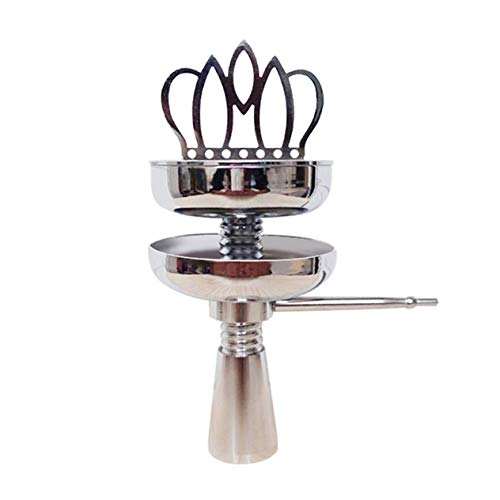 Shisha Hookah Crown Head Bowl set Charcoal Holder Burner Water Smoking Pipe Chicha Narguile For Hookhas Accessories-Silver(BCVBFGCXVB)