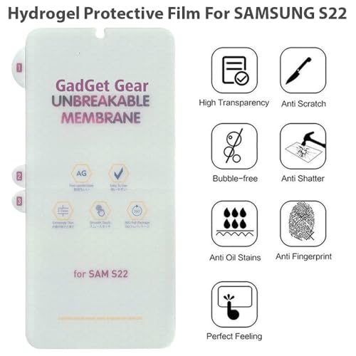 Image of Techsage Samsun.g S22 Matte Unbreakable Screen Protector Hydrogel Membrane Supports Fingerprint Scanner With Edge to Edge Coverage and Easy Installation