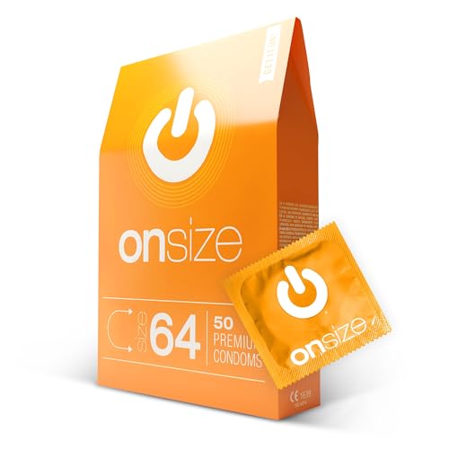 ON) Condones ONsize | 64 mm de ancho | 50 unidades | delgados 0,07 mm de grosor | Premium ultrafinos | Veganos | para hombres