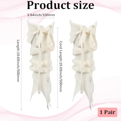 1 Pair White Cotton Loose Leg Warmers Vintage Bowknot Layered Long Socks Cute Polyester Ruffled Kawaii Jk Legs Sleeves for Women Lolita Party Festival Clothing Accessories Decoration Gifts2