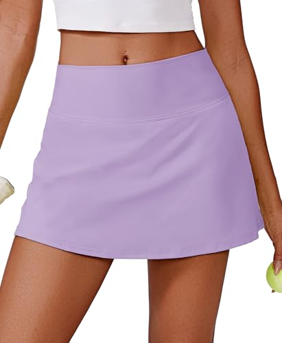 PINSPARK Womens Tennis Skirt High Waisted Golf Skort with 2 Pockets Stretchy Athletic Skirts for Workout Pickleball Running