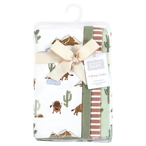 Image of Hudson Baby Unisex Baby Cotton Poly Flannel Burp Cloths, Wilderness 4 Pack, One Size