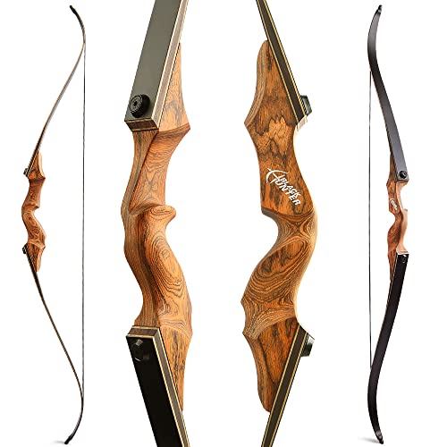 SHARROW 60 Zoll Bogenschießen Takedown Recurve Bogen und Pfeile Set Traditioneller Jagdbogen Erwachsener Holz Bogen Griff 20-60lbs Longbogen für Rechtshand Bogensport (25lbs, Gelb)