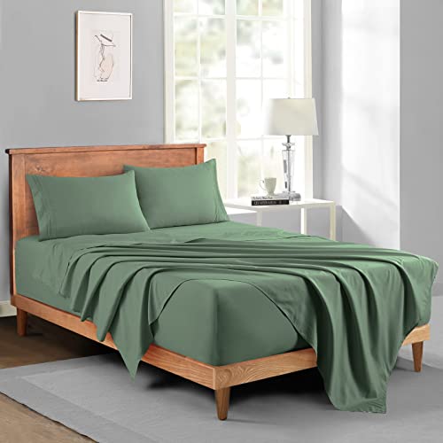 Manyshofu Extra Deep Pocket Full Size Sheets Set - Hotel Luxury 1800 Thread Count Sheets & Pillowcases - Kids Bedding Set Up To 24" Mattress - Sage Green Bed Sheets 18-24 Inch Deep Pockets - 4 Piece #TOP2