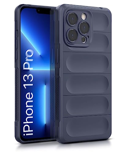 Image of WOW IMAGINE Ultimate Silicon Back Cover Case for Apple iPhone 13 Pro | Military Grade Drop Protection Shockproof Bumper | Anti-Slip Grip | Scratch Proof Micro-Fibre Cloth Inside (Deep Blue)