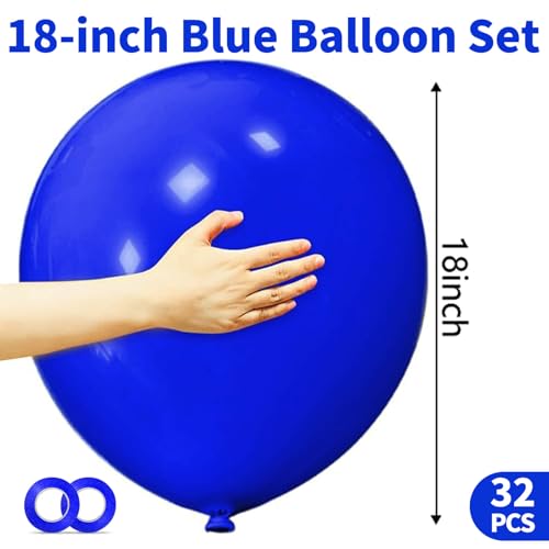 Image of 32Pcs Dark Blue Big Balloons 18 Inch, Round Large Latex Party Balloons for Birthday Wedding Decorations.(Dark Blue)