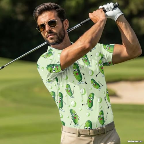 Couples Pickle Cartoon Golf Shirts