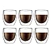 Bodum - 4558-10-12 - Pavina - Coffret de 6 Verres Double Paroi - 25 cl , Transparent