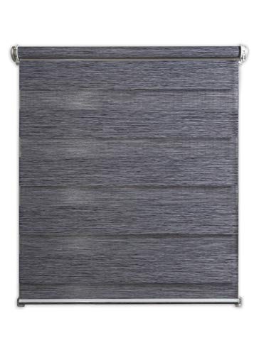 Doppelrollo 90x160cm anthrazit meliert Holzstruktur Klemmfix ohne Bohren Duorollo Cover
