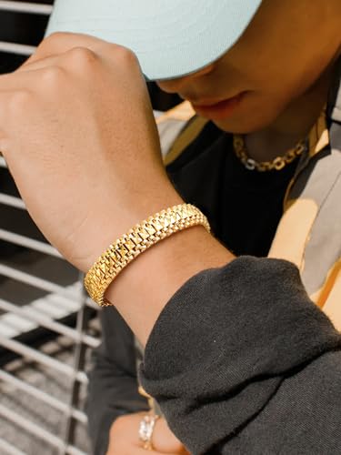 U7 Jewelry 12Mm Wide Wrist Chain 18K Yellow Gold Plated Men Women'S Bracelet thumb #7