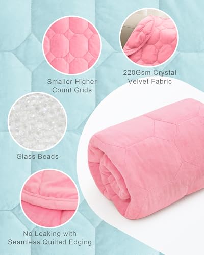 Image of Cottonblue Weighted Blanket 7lbs for Adults, Luxury Crystal Velvet Weighted Lap Blanket for Relaxation, Lounging, Sleeping & Travel -Household Machine Washable, Pink, 29 inch x 24 inch