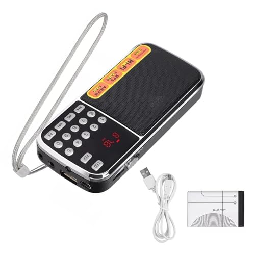 Mini Digital AM FM Radio Speaker Support TF Card with 3.5mm Jack and Flashlight